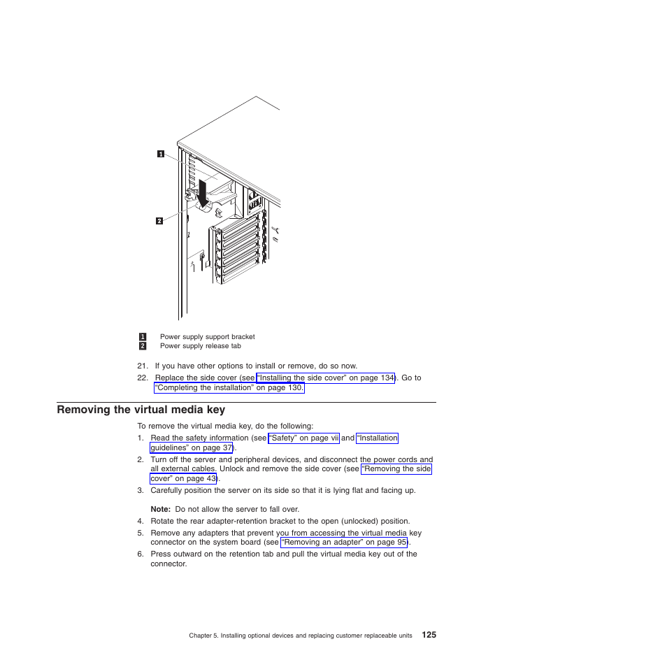 Removing the virtual media key | Lenovo ThinkServer TD200 User Manual | Page 143 / 228