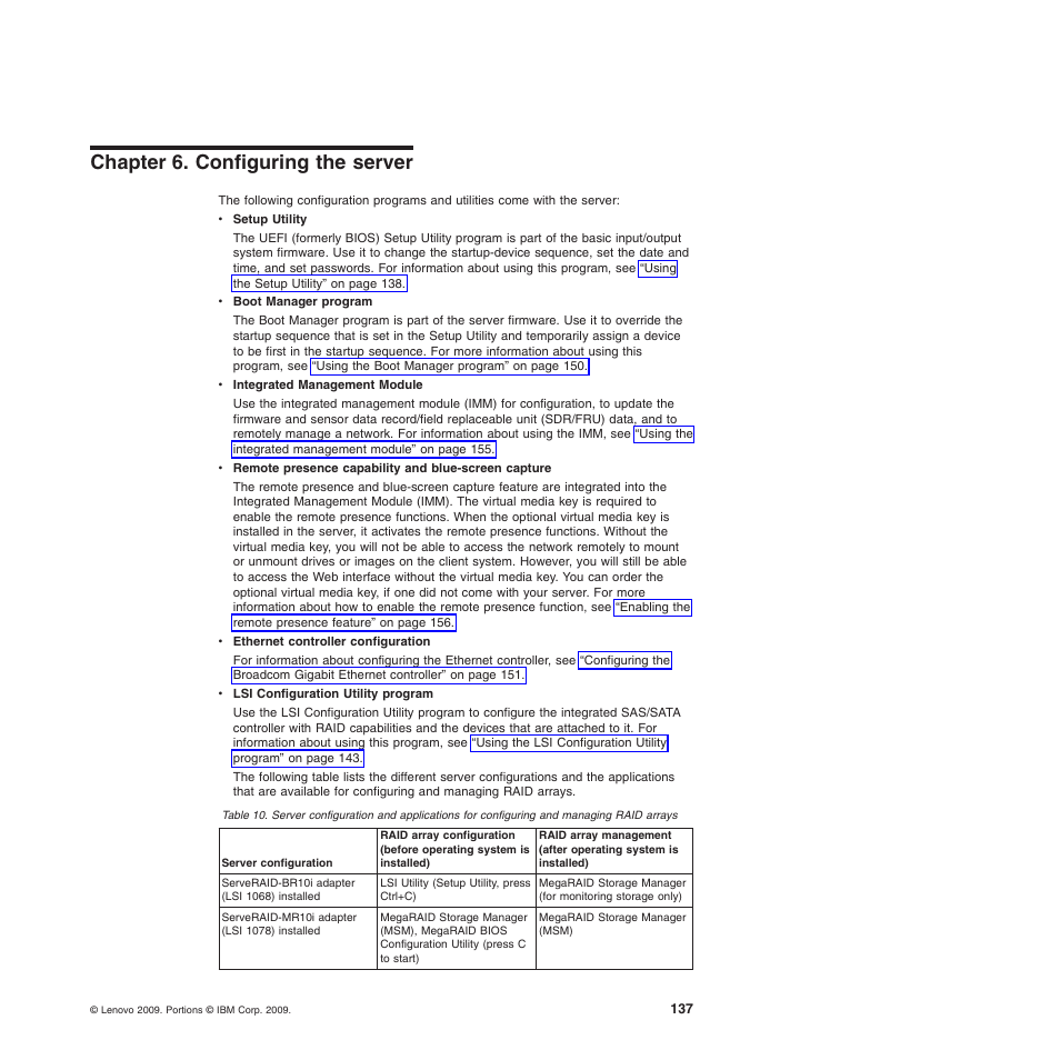 Chapter 6. configuring the server | Lenovo ThinkServer TD200 User Manual | Page 155 / 228