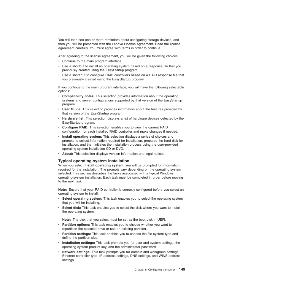 Typical operating-system installation | Lenovo ThinkServer TD200 User Manual | Page 167 / 228