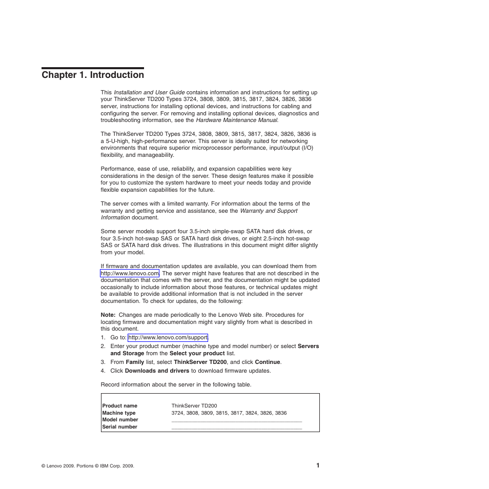 Chapter 1. introduction | Lenovo ThinkServer TD200 User Manual | Page 19 / 228