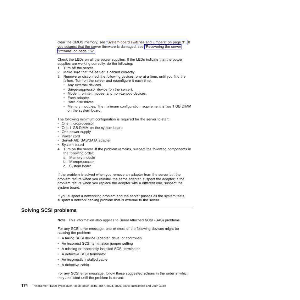 Solving scsi problems | Lenovo ThinkServer TD200 User Manual | Page 192 / 228