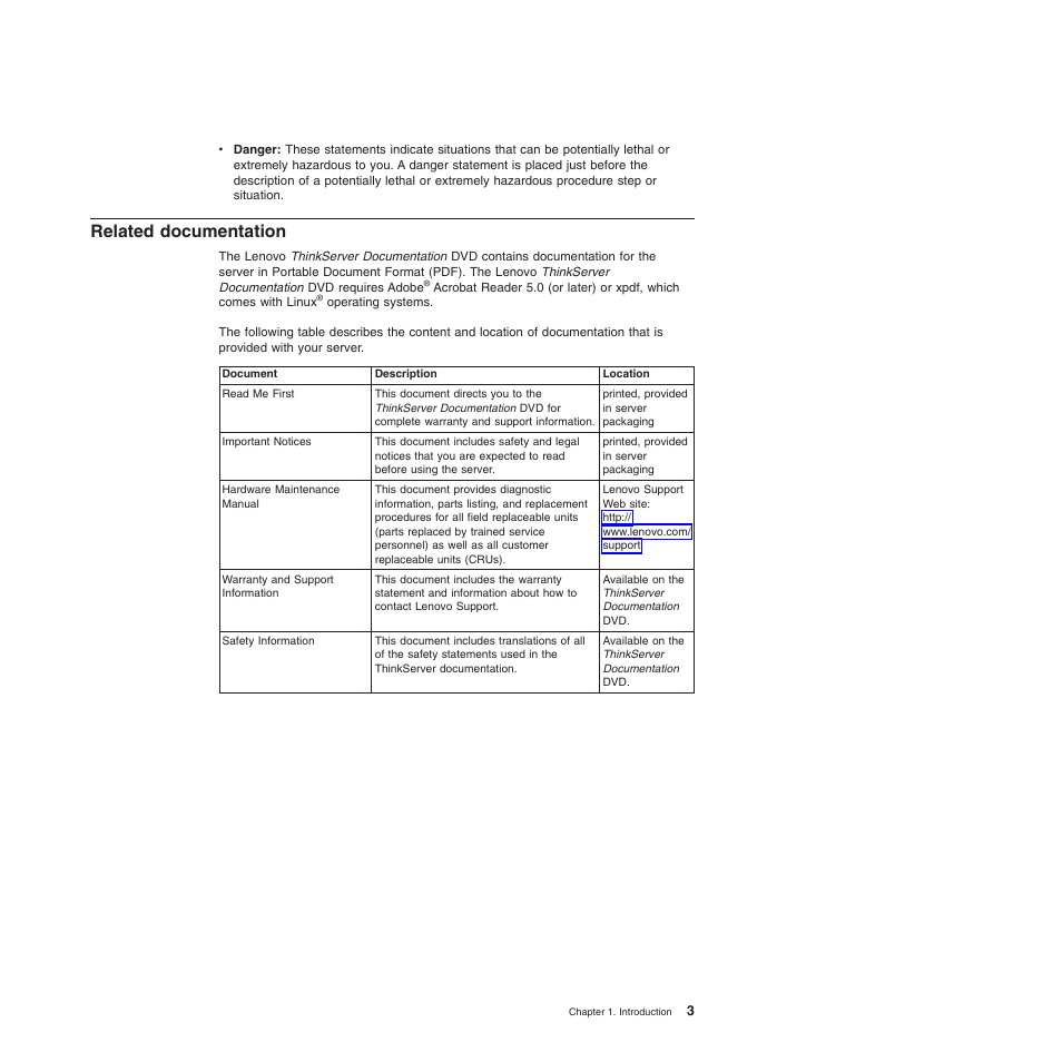 Related documentation | Lenovo ThinkServer TD200 User Manual | Page 21 / 228