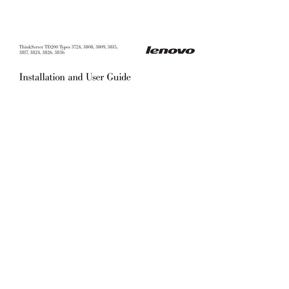 Installation and user guide | Lenovo ThinkServer TD200 User Manual | Page 3 / 228