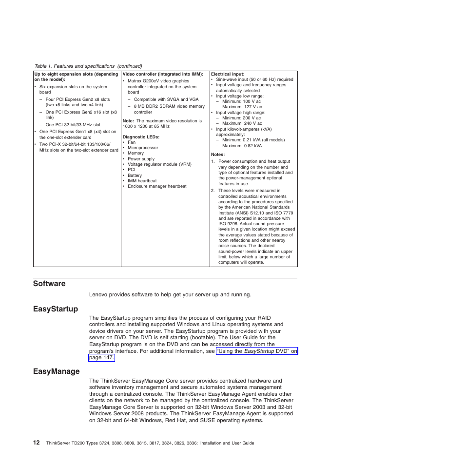 Software, Easystartup, Easymanage | Easystartup easymanage | Lenovo ThinkServer TD200 User Manual | Page 30 / 228