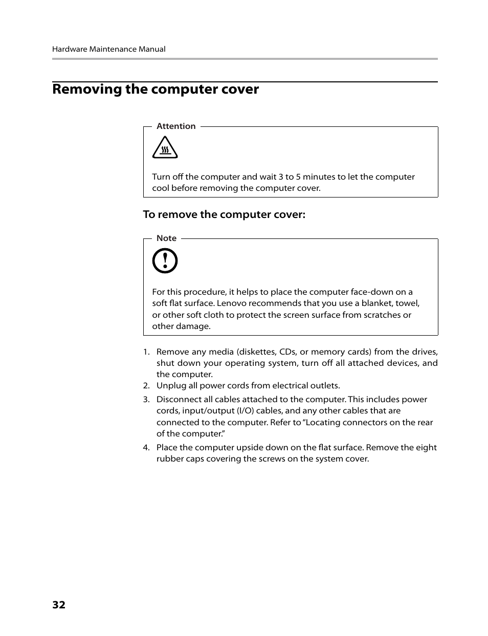 Removing the computer cover | Lenovo IdeaCentre B500 User Manual | Page 34 / 60