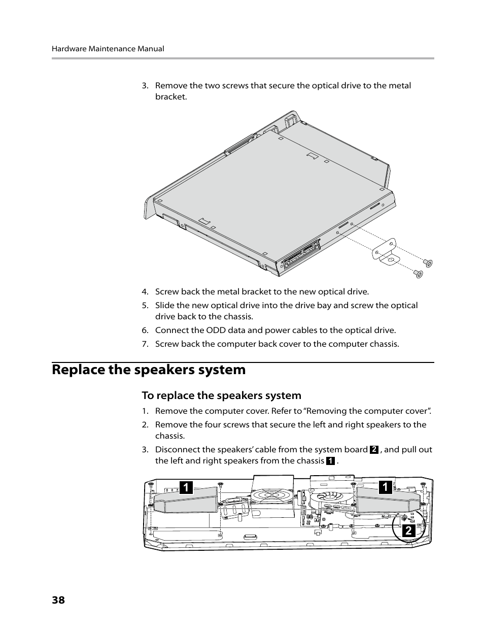 Replace the speakers system | Lenovo IdeaCentre B500 User Manual | Page 40 / 60