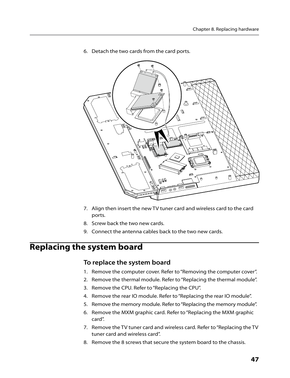 Replacing the system board | Lenovo IdeaCentre B500 User Manual | Page 49 / 60