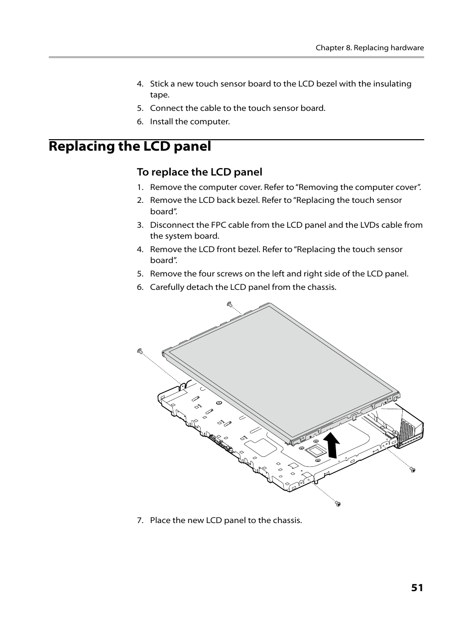 Replacing the lcd panel | Lenovo IdeaCentre B500 User Manual | Page 53 / 60