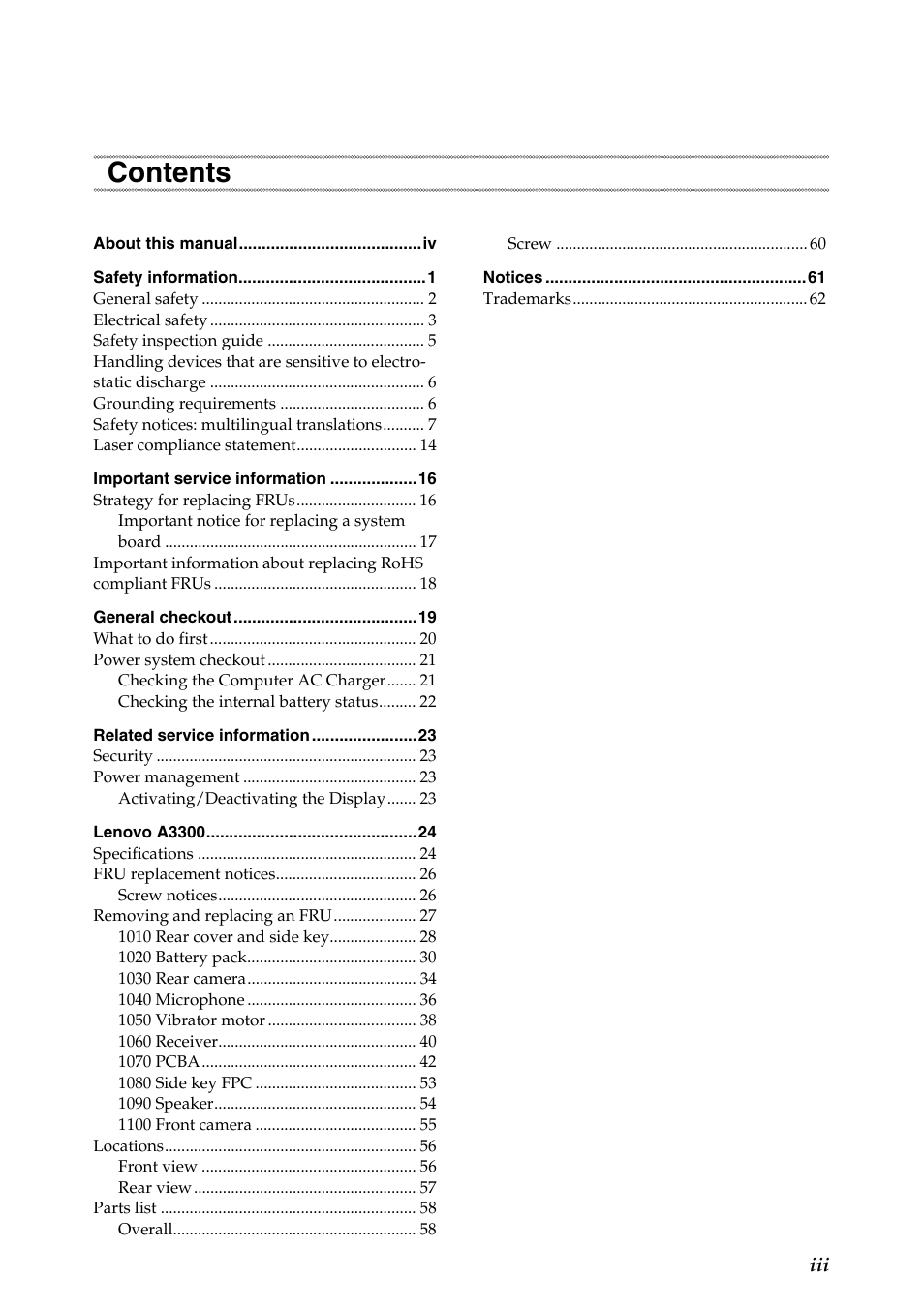 Lenovo A7 30 Tablet User Manual | Page 3 / 66