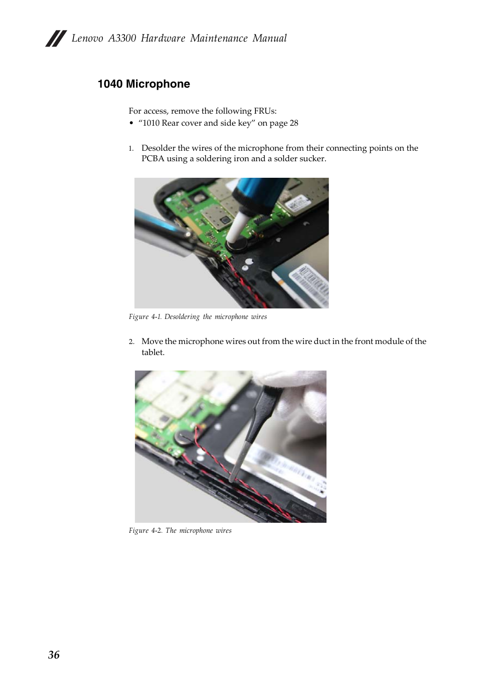 1040 microphone, Lenovo a3300 hardware maintenance manual | Lenovo A7 30 Tablet User Manual | Page 40 / 66