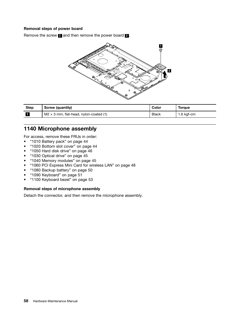 1140 microphone assembly | Lenovo V480c Notebook User Manual | Page 64 / 114