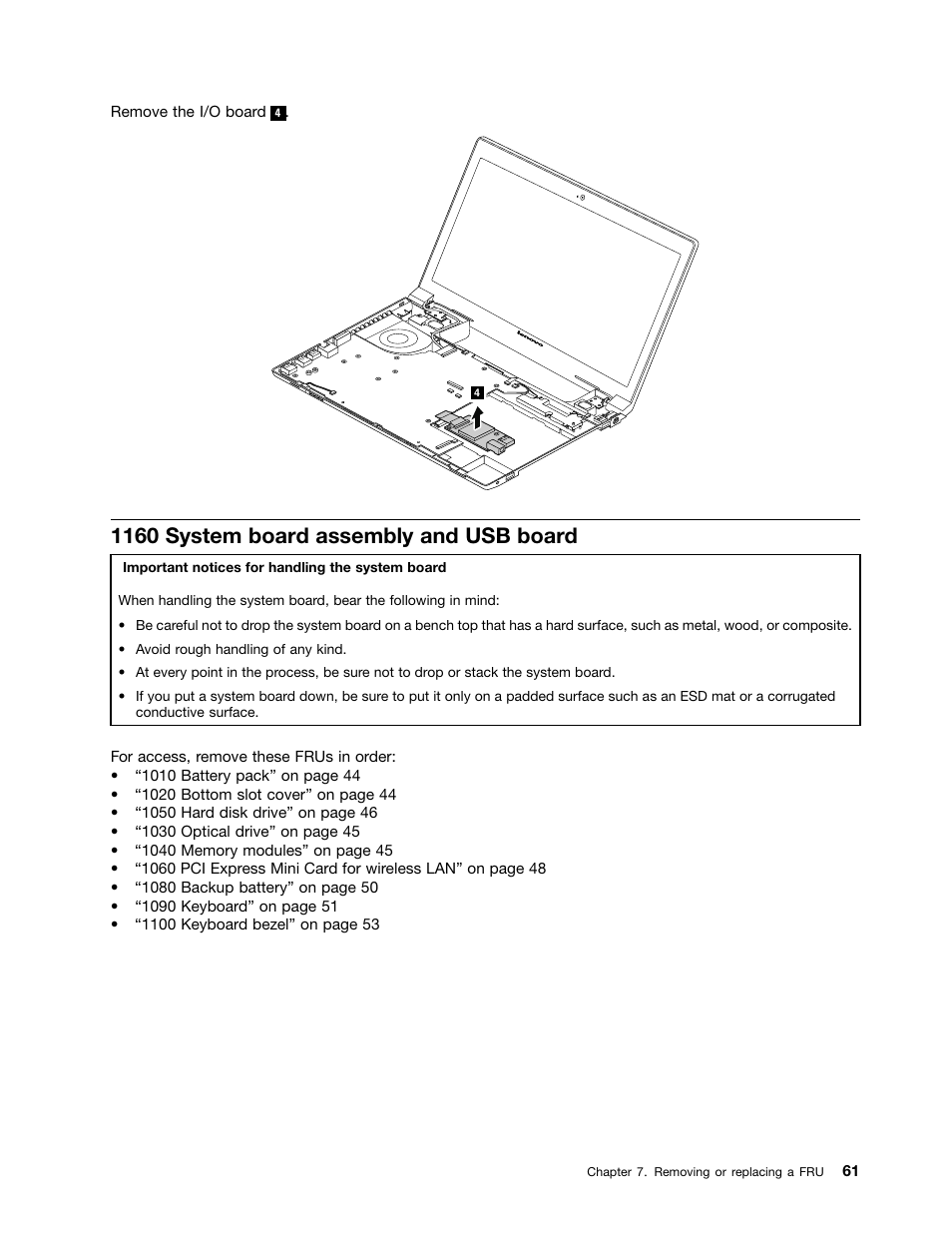 1160 system board assembly and usb board | Lenovo V480c Notebook User Manual | Page 67 / 114