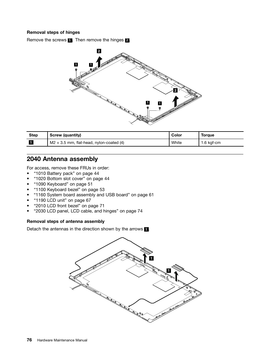 2040 antenna assembly | Lenovo V480c Notebook User Manual | Page 82 / 114