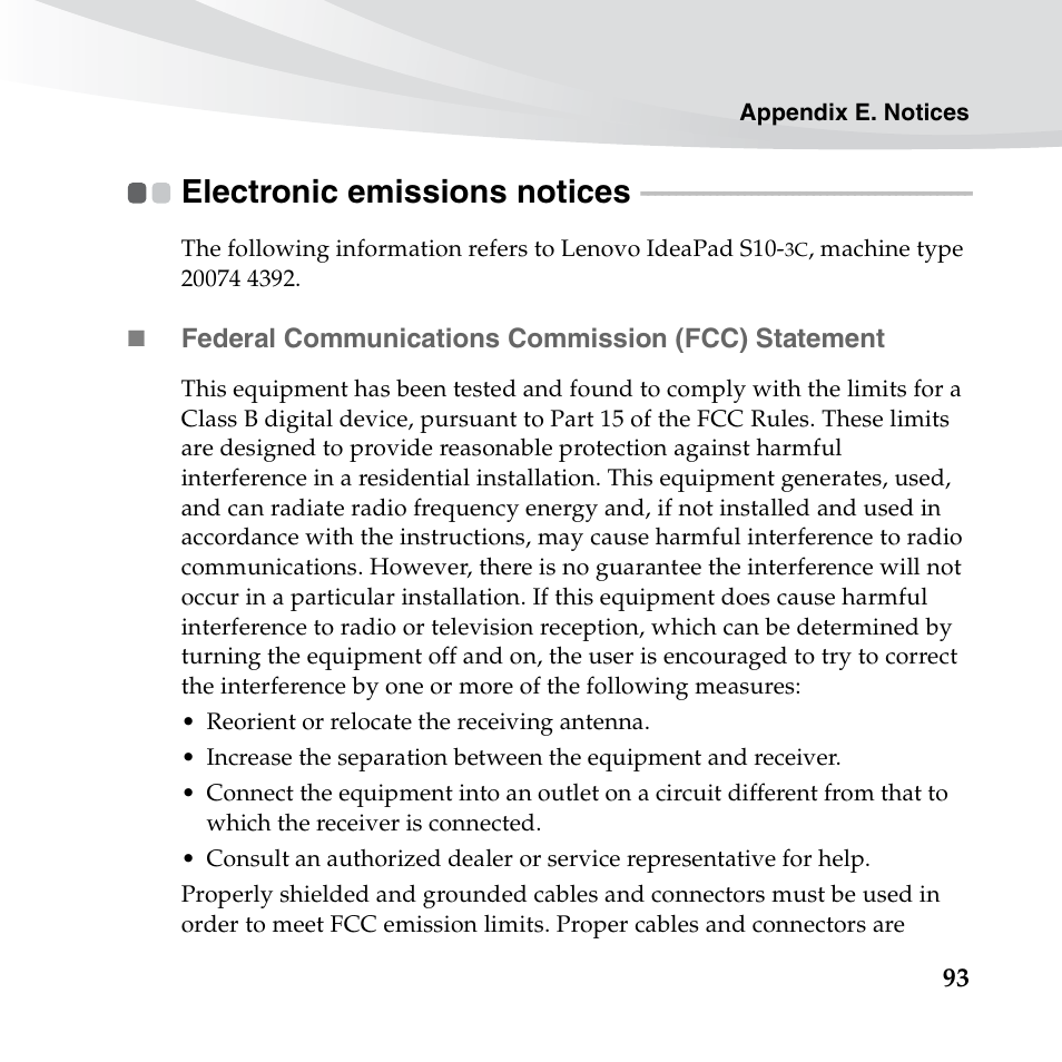 Electronic emissions notices | Lenovo IdeaPad S10-3c User Manual | Page 107 / 128