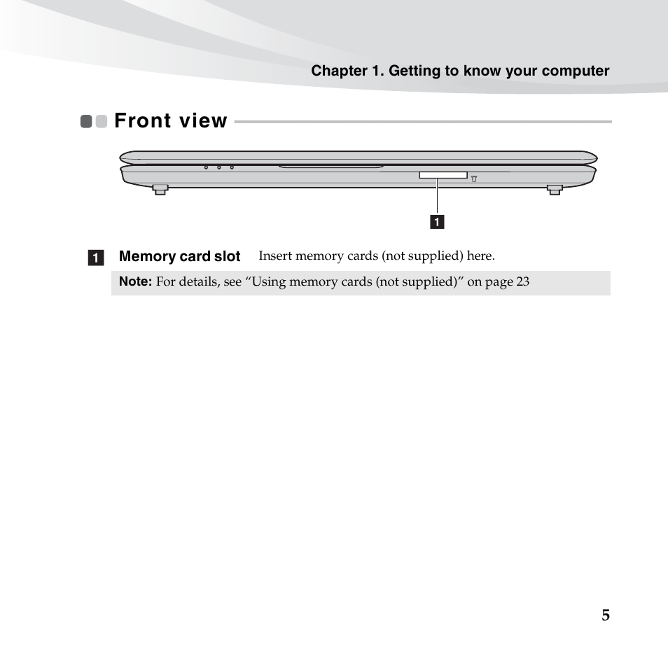 Front view | Lenovo IdeaPad S10-3c User Manual | Page 19 / 128