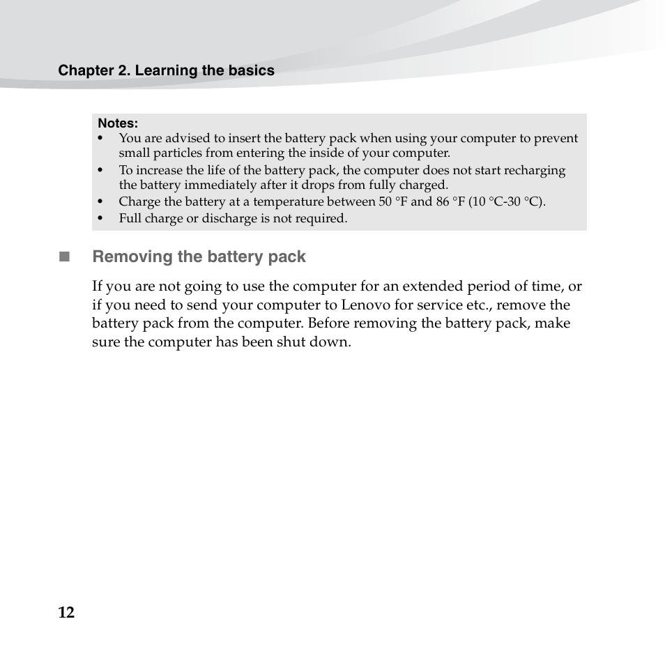 Removing the battery pack | Lenovo IdeaPad S10-3c User Manual | Page 26 / 128