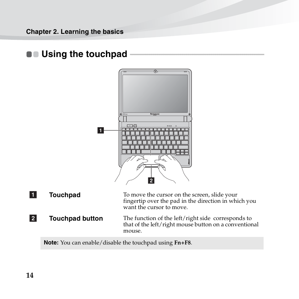 Using the touchpad | Lenovo IdeaPad S10-3c User Manual | Page 28 / 128