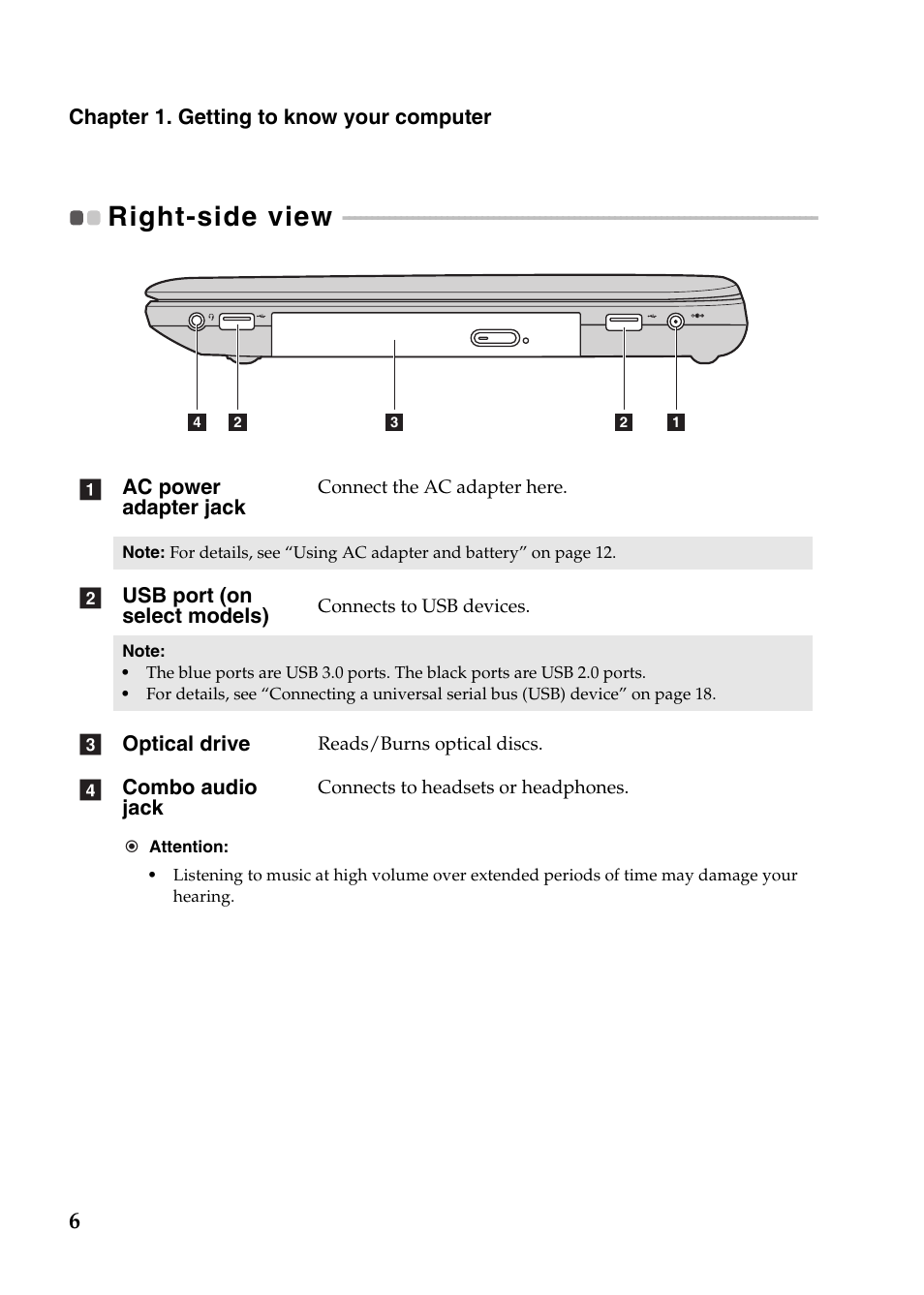 Right-side view | Lenovo IdeaPad N586 User Manual | Page 10 / 49