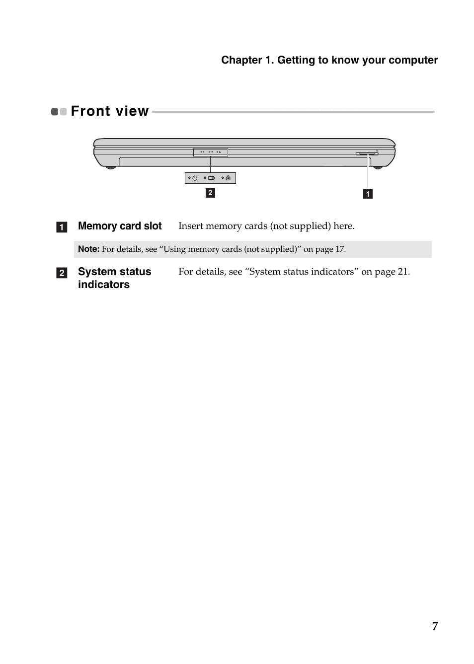 Front view | Lenovo IdeaPad N586 User Manual | Page 11 / 49