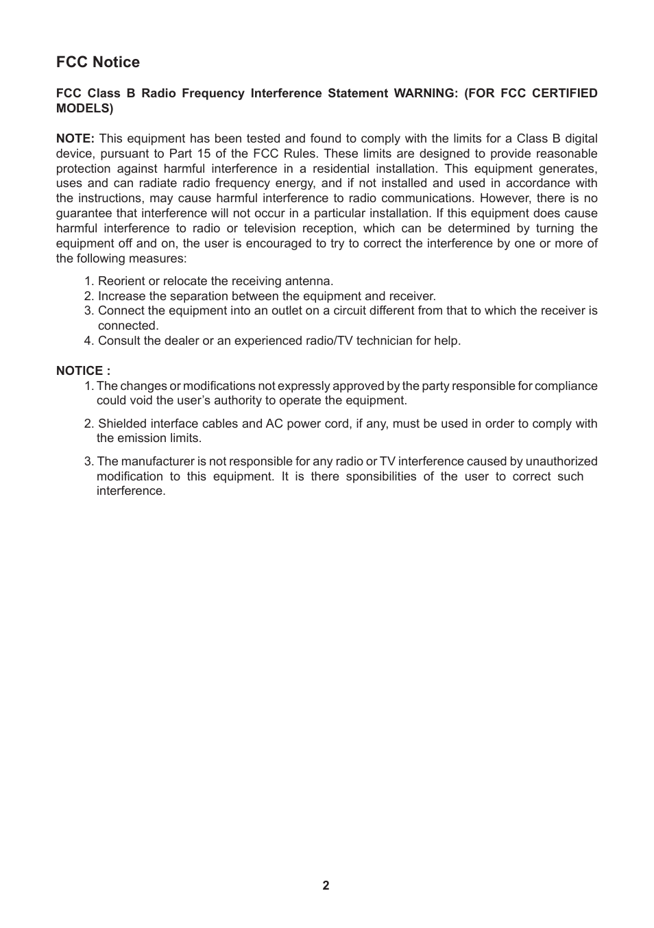 Fcc notice | Lenovo ThinkVision E2002b 19.5” LED TFT Monitor User Manual | Page 4 / 15