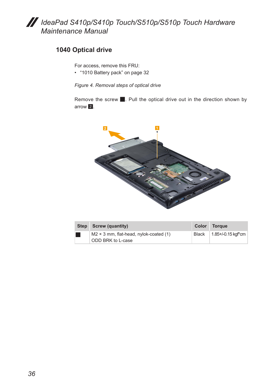 1040 optical drive | Lenovo IdeaPad S410p Notebook User Manual | Page 40 / 104