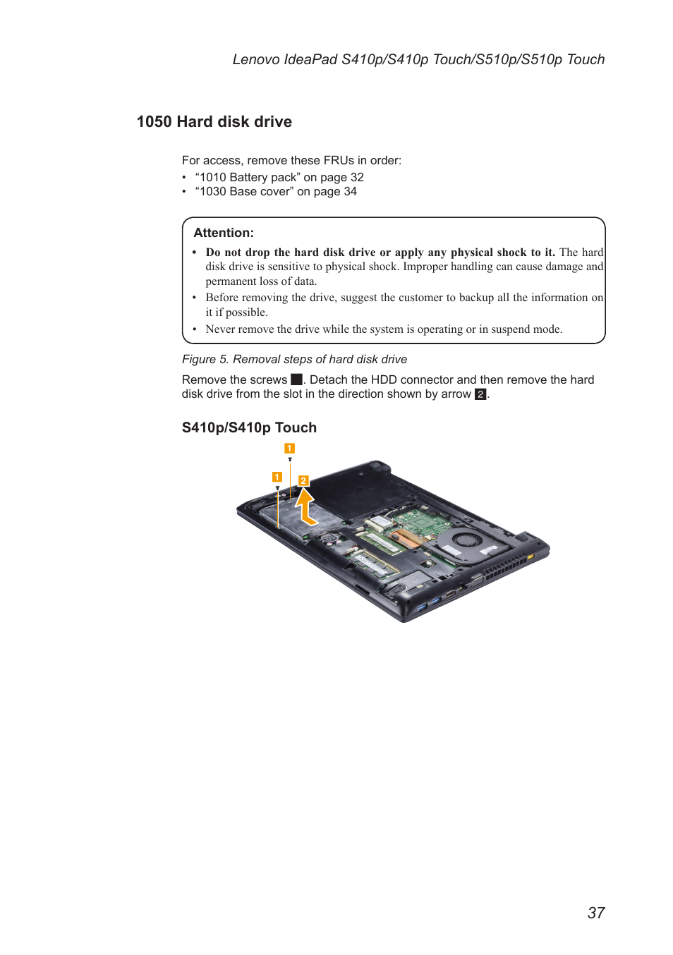 1050 hard disk drive | Lenovo IdeaPad S410p Notebook User Manual | Page 41 / 104