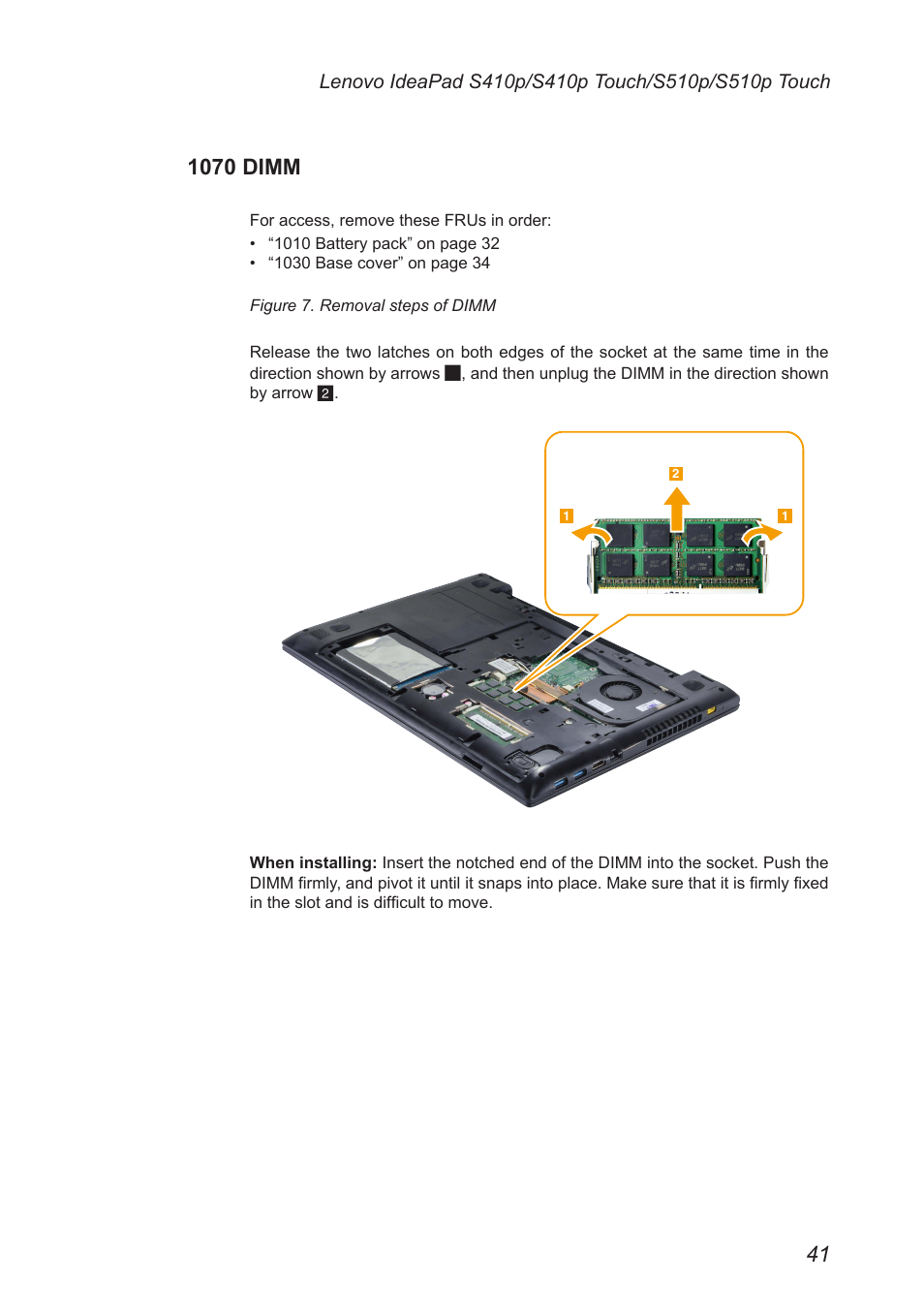 1070 dimm | Lenovo IdeaPad S410p Notebook User Manual | Page 45 / 104