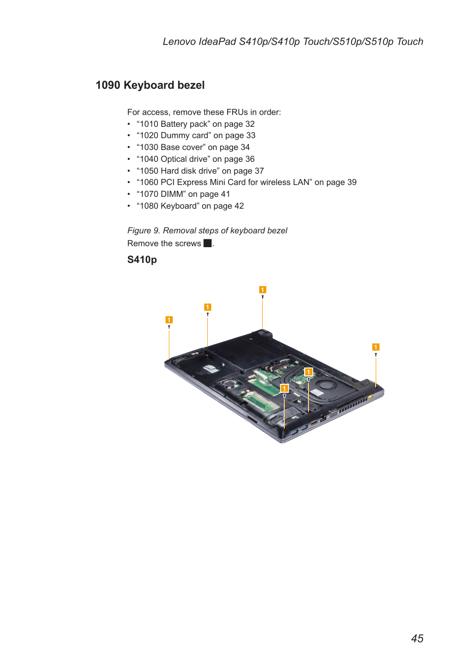 1090 keyboard bezel, S410p | Lenovo IdeaPad S410p Notebook User Manual | Page 49 / 104