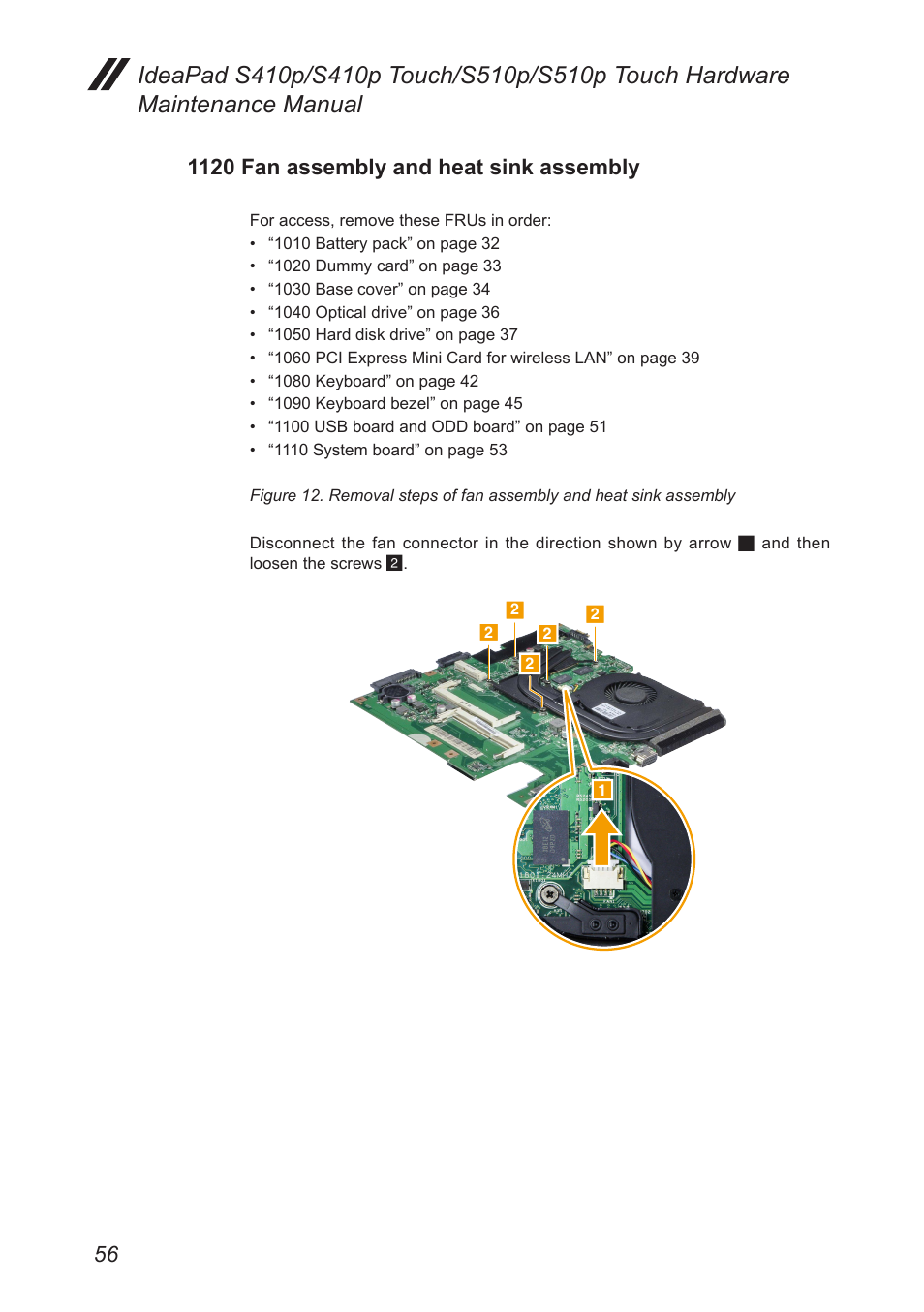 1120 fan assembly and heat sink assembly, 1120 fan assembly and heat, Sink assembly | Lenovo IdeaPad S410p Notebook User Manual | Page 60 / 104