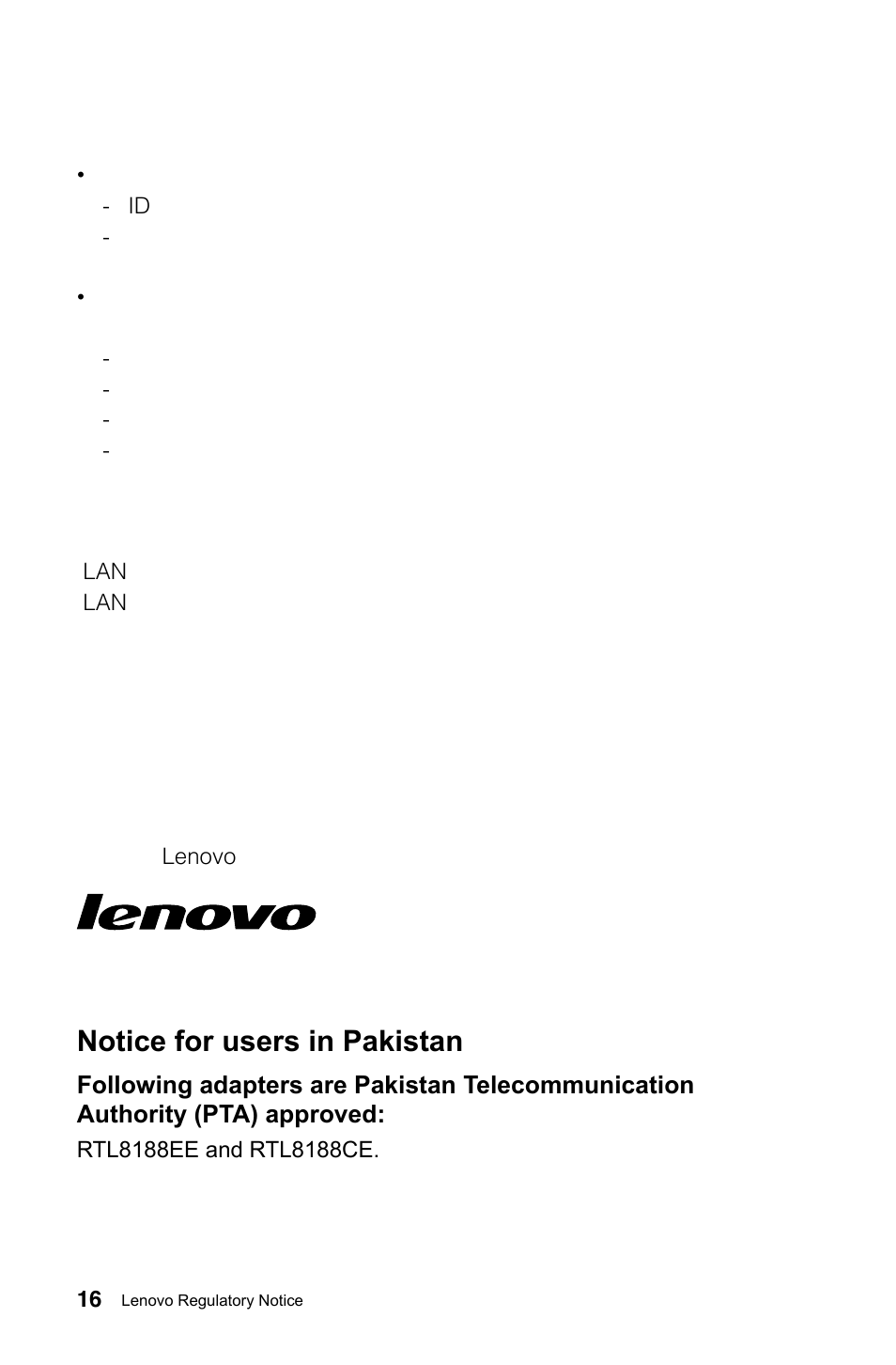 Notice for users in pakistan | Lenovo C245 All-in-One User Manual | Page 17 / 23