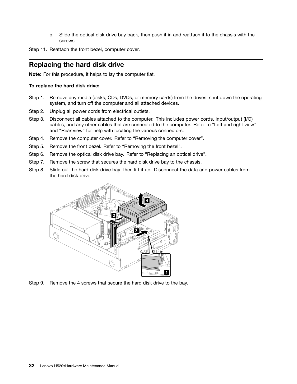 Replacing the hard disk drive | Lenovo H520s Desktop User Manual | Page 38 / 59