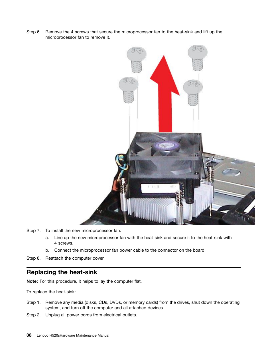 Replacing the heat-sink | Lenovo H520s Desktop User Manual | Page 44 / 59