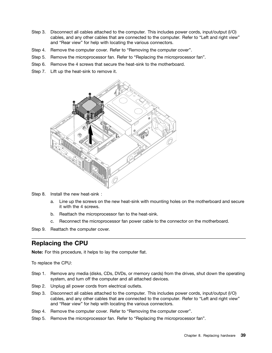 Replacing the cpu | Lenovo H520s Desktop User Manual | Page 45 / 59