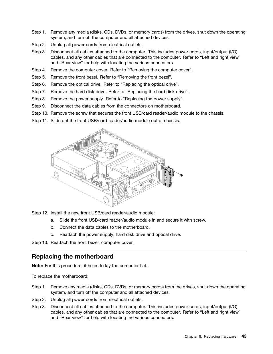 Replacing the motherboard | Lenovo H520s Desktop User Manual | Page 49 / 59