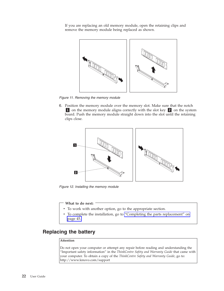 Replacing the battery | Lenovo ThinkCentre A62 User Manual | Page 30 / 92