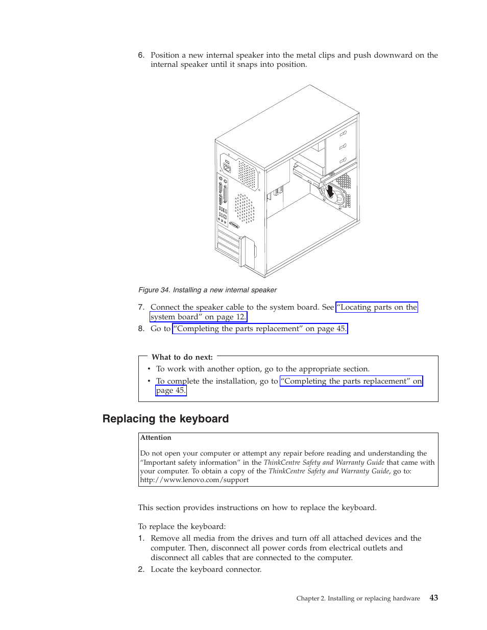 Replacing the keyboard | Lenovo ThinkCentre A62 User Manual | Page 51 / 92