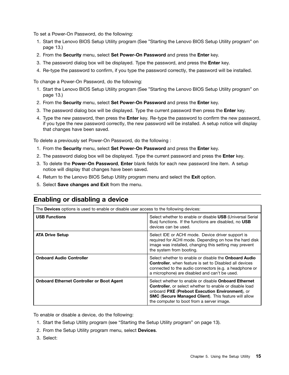 Enabling or disabling a device | Lenovo IdeaCentre B550 All-in-One User Manual | Page 21 / 69