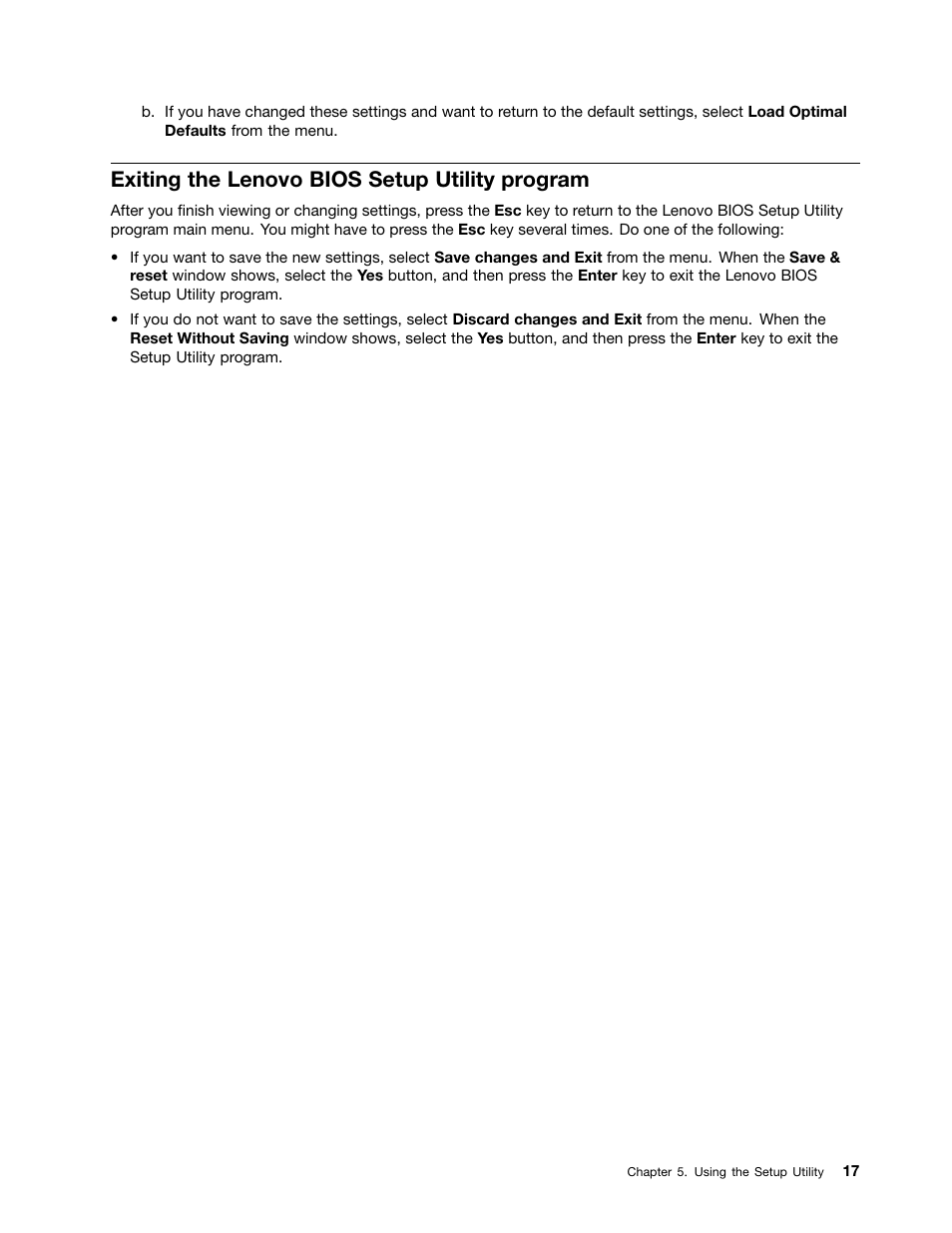 Exiting the lenovo bios setup utility program | Lenovo IdeaCentre B550 All-in-One User Manual | Page 23 / 69