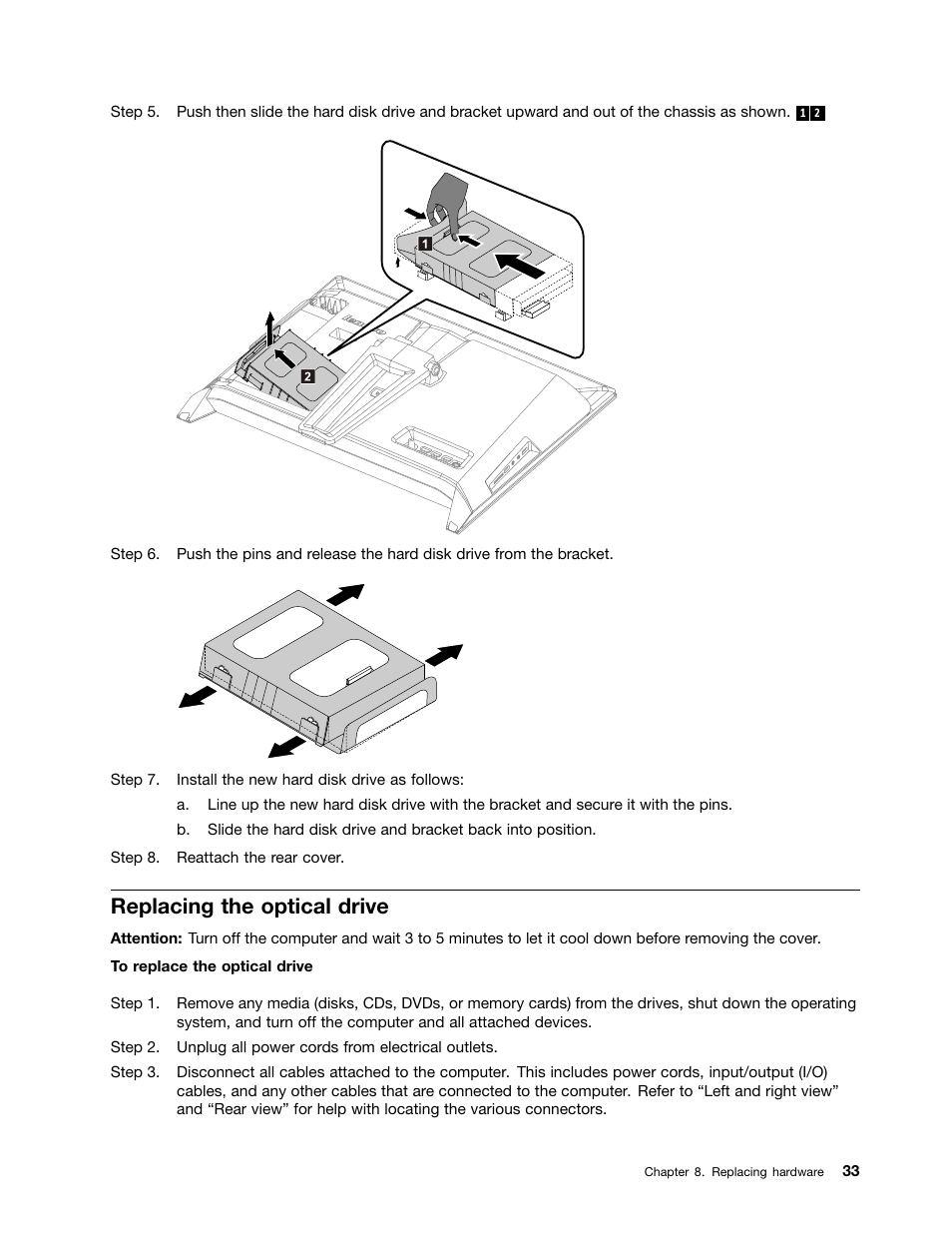 Replacing the optical drive | Lenovo IdeaCentre B550 All-in-One User Manual | Page 39 / 69