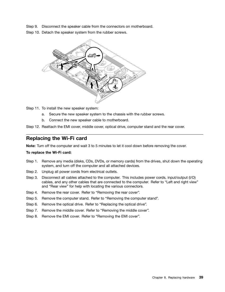 Replacing the wi-fi card | Lenovo IdeaCentre B550 All-in-One User Manual | Page 45 / 69