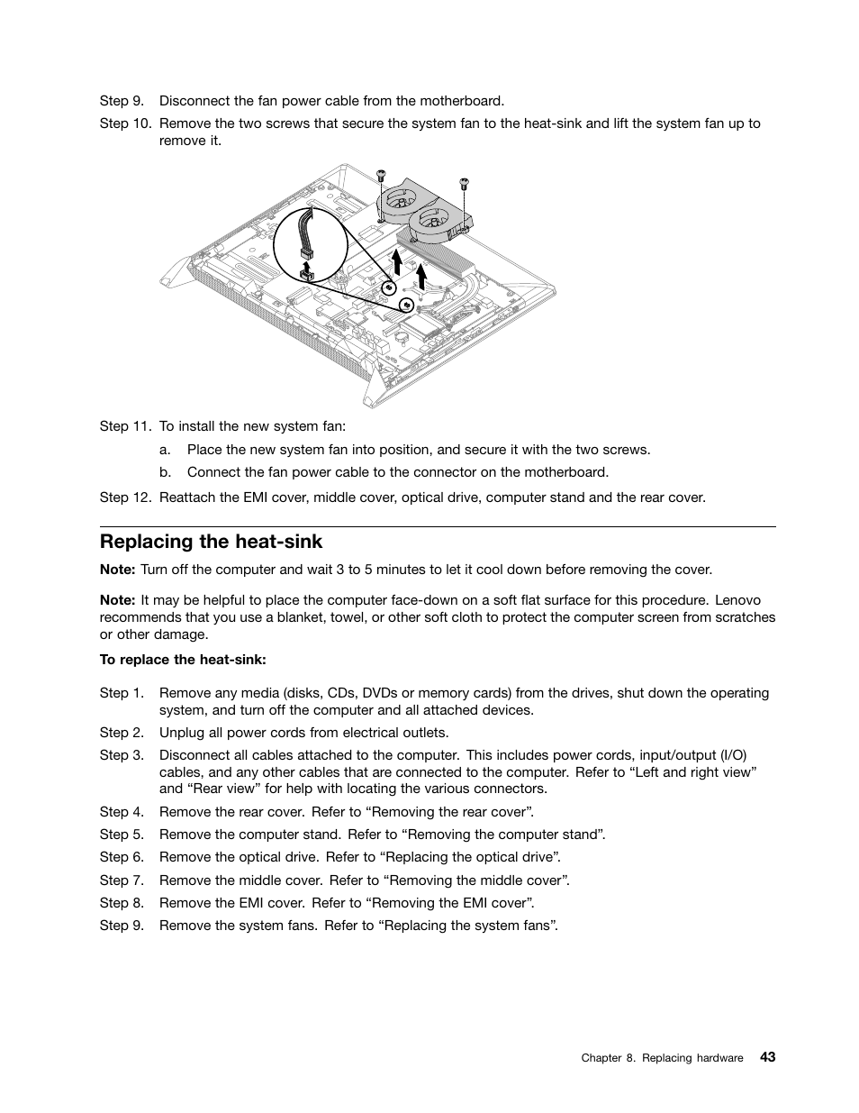 Replacing the heat-sink | Lenovo IdeaCentre B550 All-in-One User Manual | Page 49 / 69