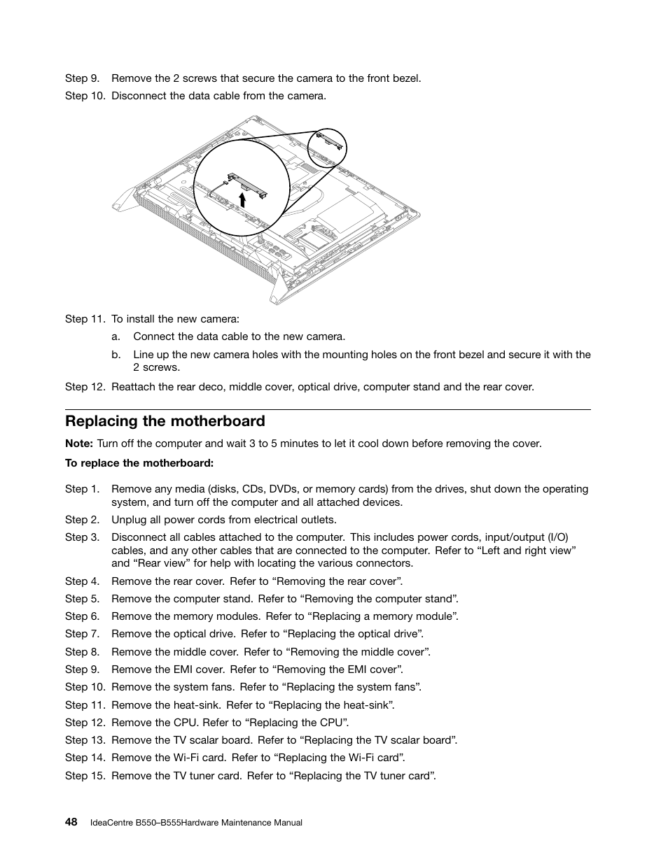 Replacing the motherboard | Lenovo IdeaCentre B550 All-in-One User Manual | Page 54 / 69