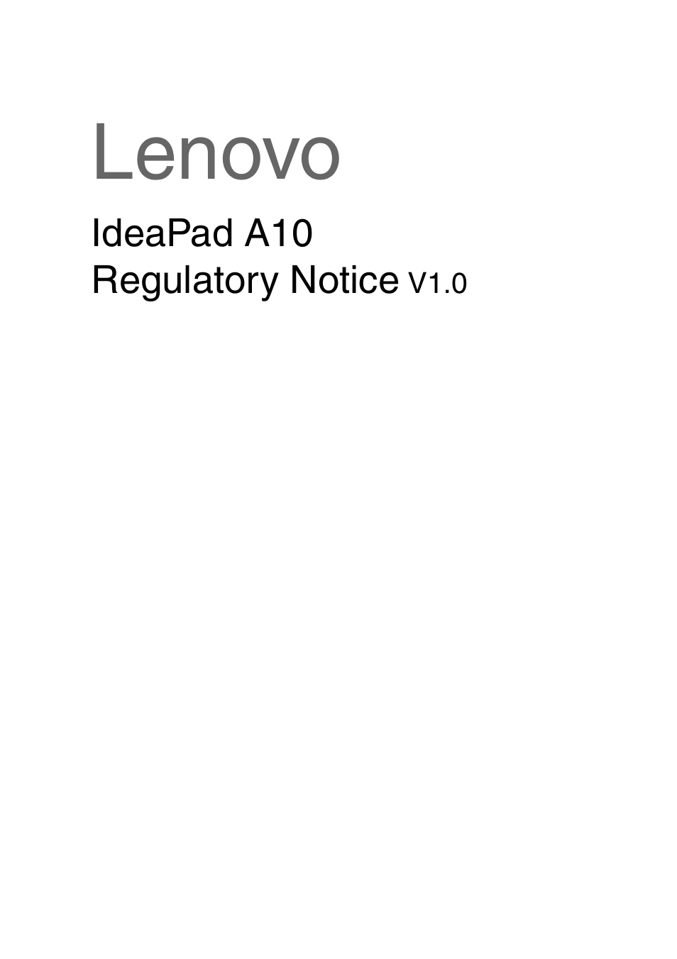 Lenovo A10 Lenovo User Manual | 8 pages