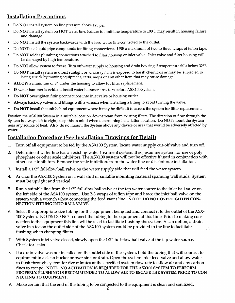 Installation precautions | Amerec ASX100 User Manual | Page 2 / 5