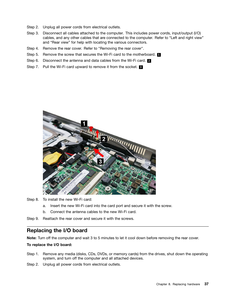 Replacing the i/o board | Lenovo Flex 20 All-in-One IdeaCentre User Manual | Page 43 / 61