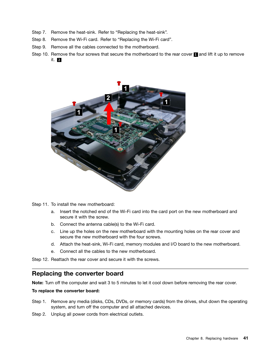 Replacing the converter board | Lenovo Flex 20 All-in-One IdeaCentre User Manual | Page 47 / 61
