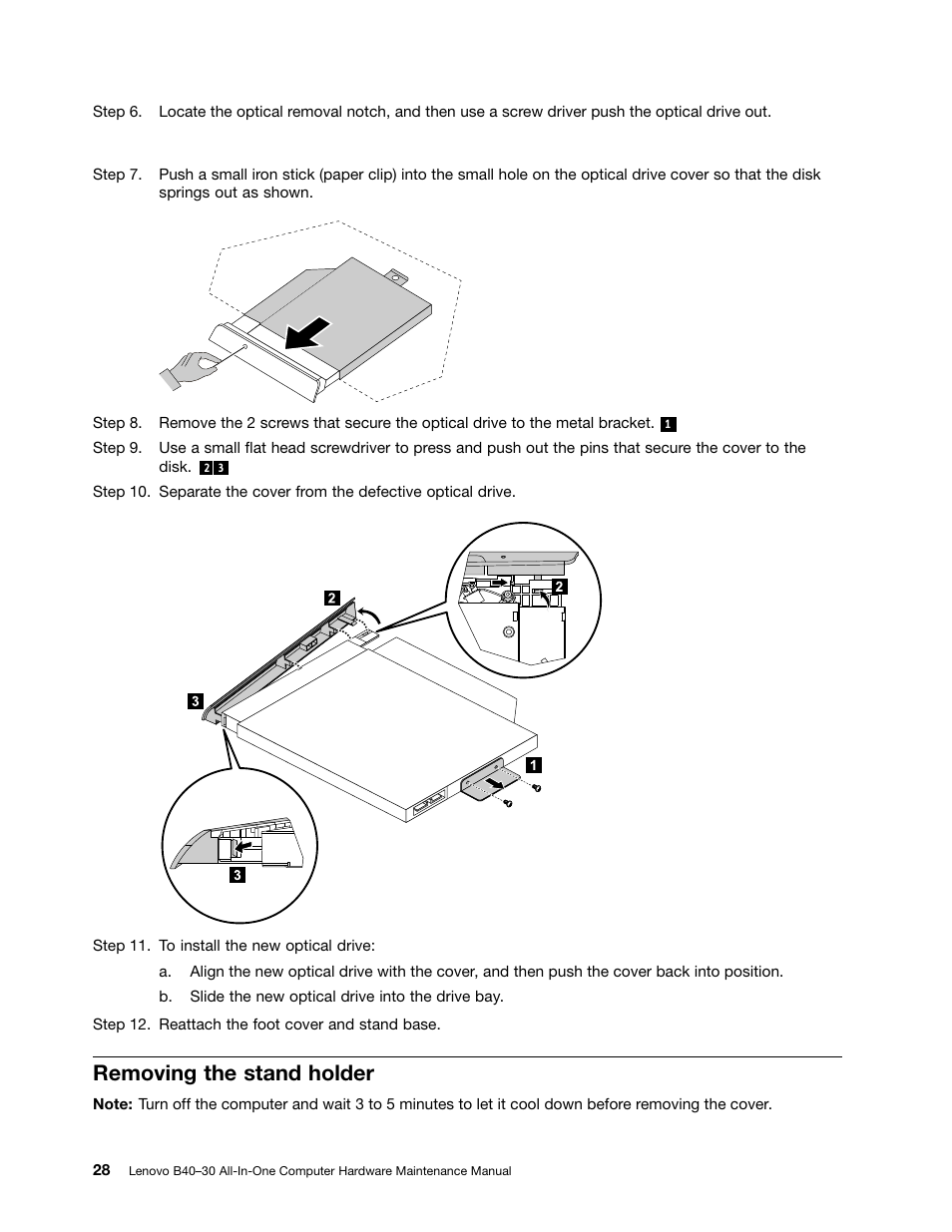 Removing the stand holder | Lenovo B40-30 All-in-One User Manual | Page 34 / 63