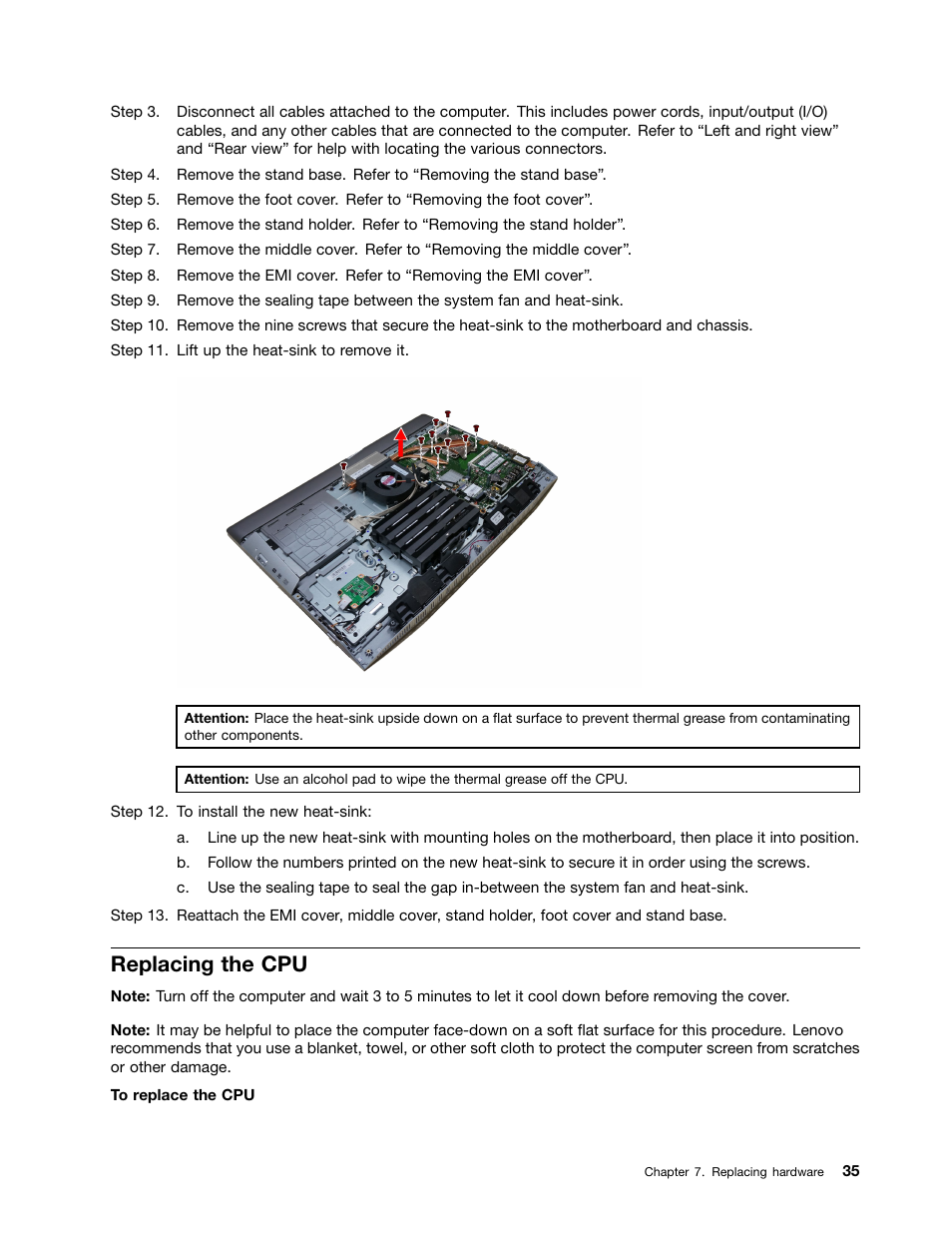 Replacing the cpu | Lenovo B40-30 All-in-One User Manual | Page 41 / 63