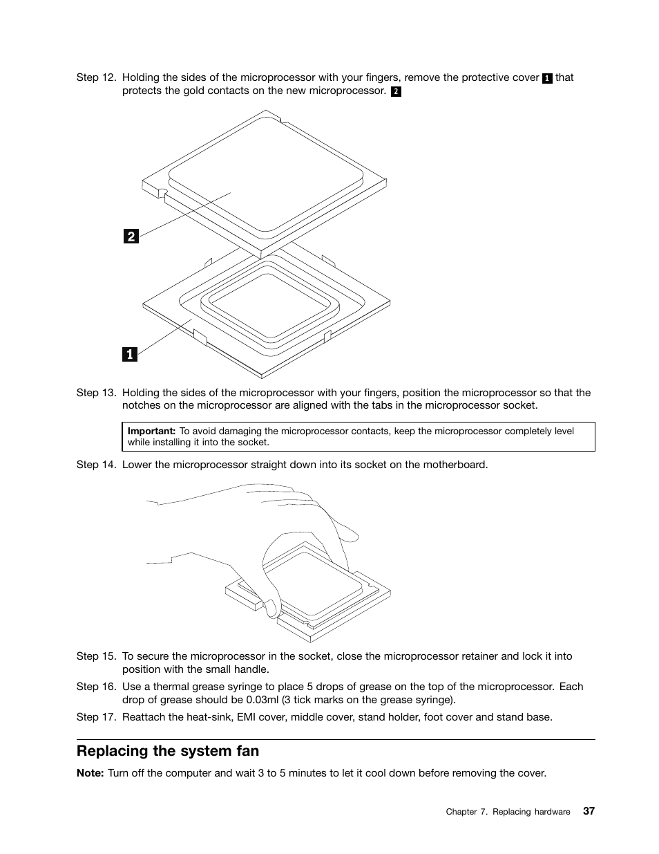 Replacing the system fan | Lenovo B40-30 All-in-One User Manual | Page 43 / 63