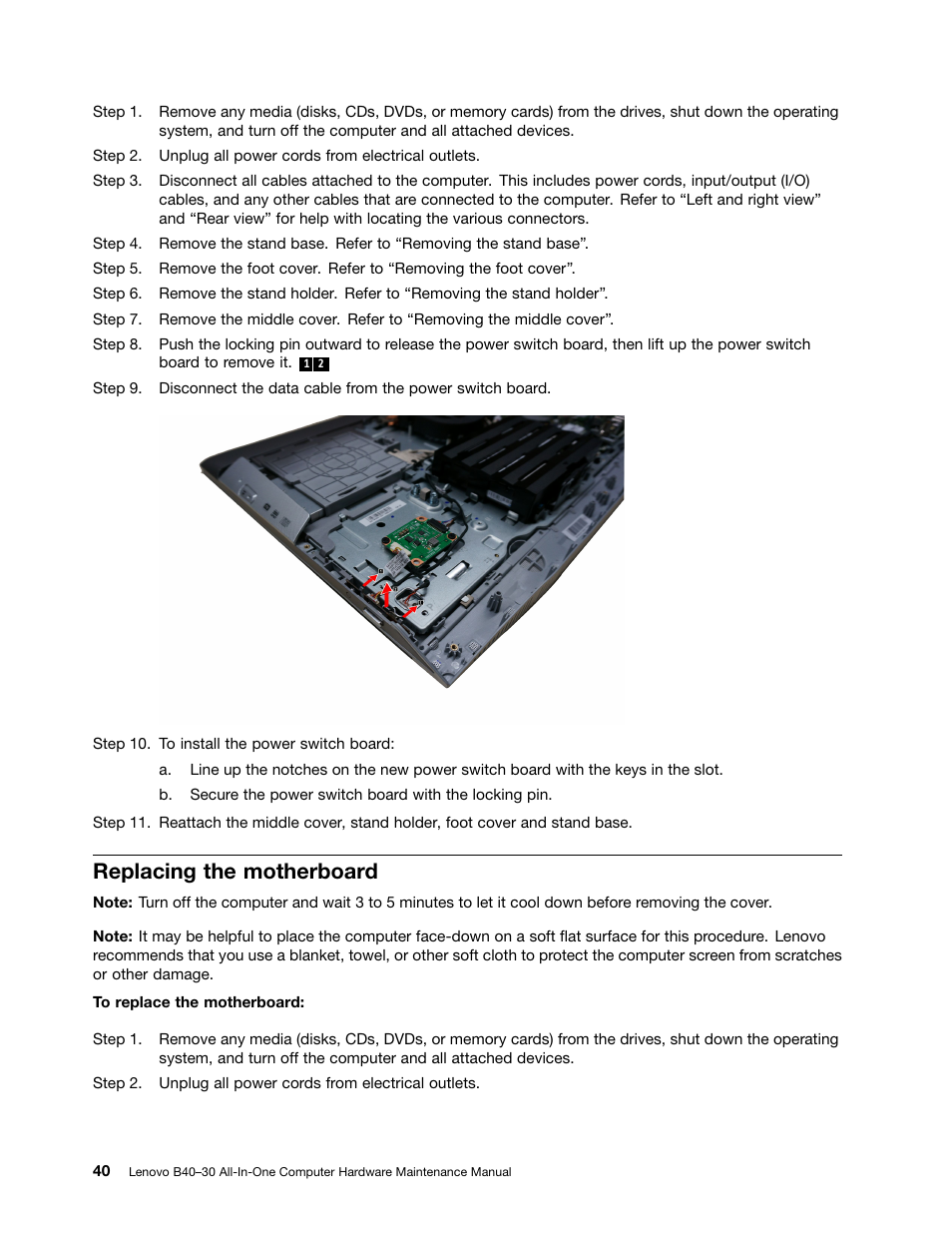 Replacing the motherboard | Lenovo B40-30 All-in-One User Manual | Page 46 / 63